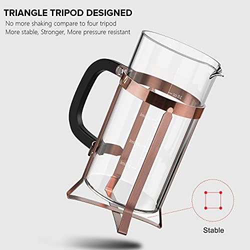 QUQIYSO French Press Coffee Maker 21oz,Borosilicate Glass Coffee Press — view 2