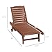 Outsunny Chaise Lounge Chair Outdoor Wooden Pool Lounge Chair with 3-Level Adjustable Backrest, Built-in Table and Rolling Wheels, Sun Tanning Chair for Beach Poolside Sunbathing, Brown Red