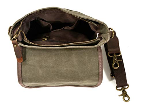 Bolso mensajero impermeable vintage de lona y cuero 10 pulgadas miniatura 4