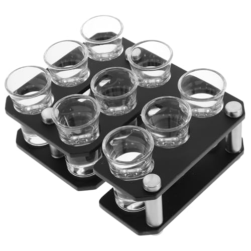 Hemobllo Soporte para Vasos de Acrílico con Bandeja Diseño DIY Creativo Montaje Fácil Superficie Mate Antideslizante Soporte para Vasos de y Copa para Bar y Ktv Color Negro Orificios