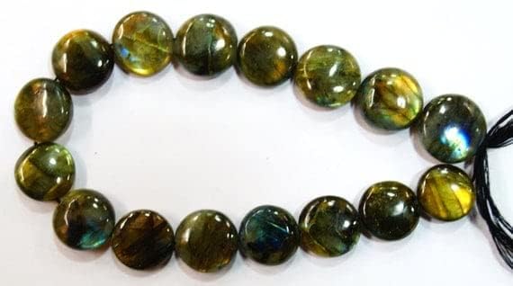 Perles de labradorite bleu et jaune fil de 10 pouces pour création de collier - 4