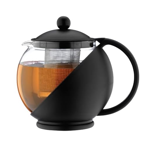 Café Ole Everyday rund tekanna infuser korg glas tekanna löst blad, svart, 700 ml/24 oz