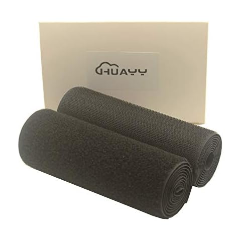 HUAYY Sew on Hook and Loop Style，Non-Adhesive Nylon Strips Fabric，Black (6in x 1yd) Cover
