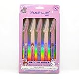 The Crème Shop Smooth Finish Dermaplane Razor - One Blade for Gentle Exfoliation, Dermaplaning, Facial Hair Removal and Eyebrow Shaping (Pack of 5) (Multicolor)