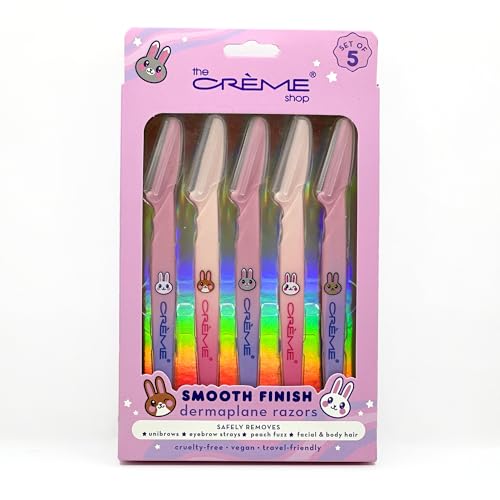The Crème Shop Smooth Finish Dermaplane Razor - One Blade for Gentle Exfoliation, Dermaplaning, Facial Hair Removal and Eyebrow Shaping (Pack of 5) (Multicolor)