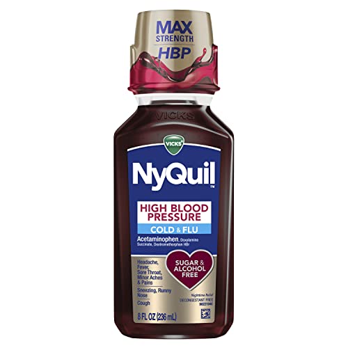 Vicks, NyQuil High Blood Pressure Cold and Flu Relief Liquid Medicine, 8 Fl Oz