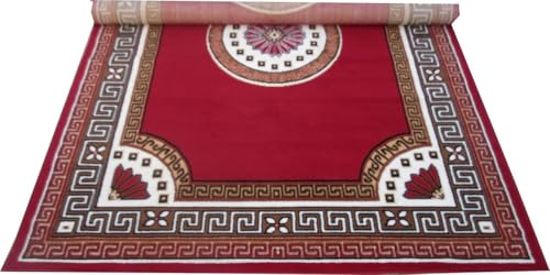 Image of Floral Design Acrylic Polyester Carpet for Living Room 12x15 Feet Color Red and White(360x450Cm), Large Rectangle