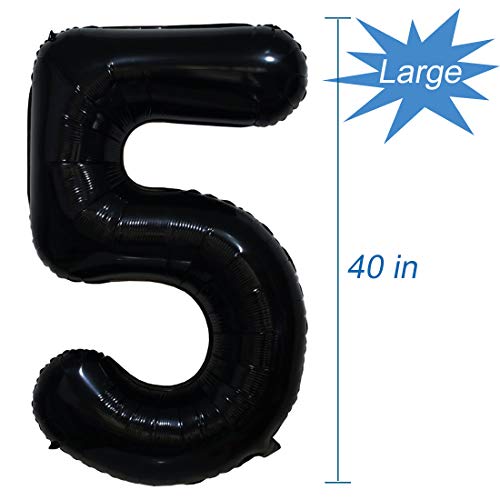 Tellpet Black Number 5 Balloon, 40 Inch #TOP1