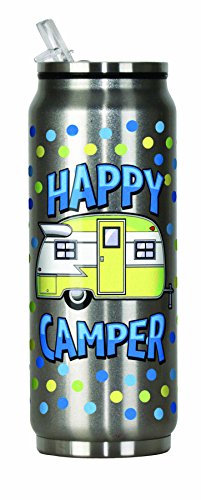 Spoontiques Happy Camper Stainless Steel Can, Silver #TOP4