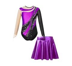 Oyolan Mädchen Tanzkleid Pailletten - Langarm Gymnastikanzug Mit Hut