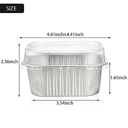 Eusoar Baking Cups With Lids, 10Oz 50Pcs Square Muffin Liners Disposable Ramekins With Lids, 300Ml Aluminum Foil Snacks Desserts Muffin Cups Flan, Pie Ramekin, Wedding Party Favor Baking Cups-Silver #TOP1