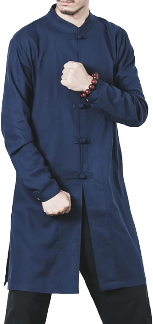 HZCX FASHION Mens Casual Long Shirts Chinese Frog Button Down Long Sleeve Shirt