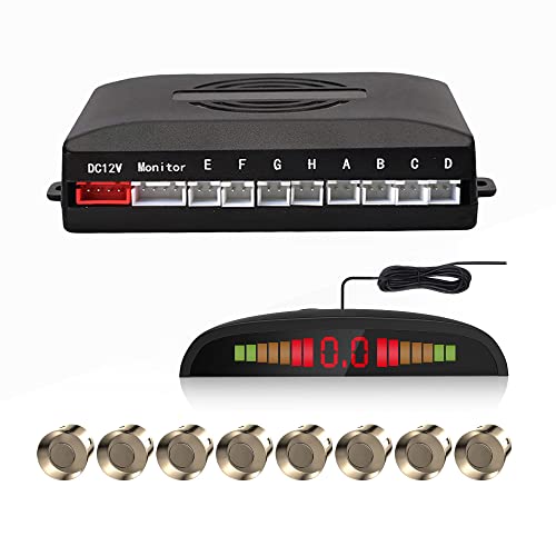Image of EKYLIN Car Reverse Parking Radar System with 8 Parking Sensors Distance Detection + LED Distance Display + Sound Warning (Champagne Gold Color)