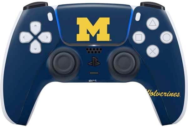 Skinit Decal Gaming Skin Compatible with PS5 Controller - Officially Licensed University of Michigan M Logo Yellow Design