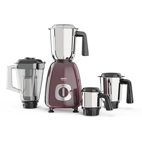 Image of Milton Artis Mixer Grinder, ISI Certified, Grindstone Blade Technology, 3 Jar + 1 Blender Jar, 800 W (21000 RPM), 5 yr motor warranty, 2 yr product warranty I Wine