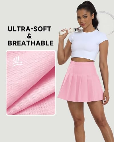 Image of Girls Pleated Skirts Tennis Skirt with Shorts High Waisted Mini Skort | Side Zipper, A-Line Cut,Stretchy Back Elastic Waistband, Athletic Golf Skorts, Uniform, Casual, Festival Outfit