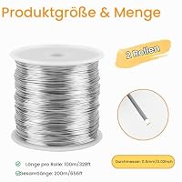 2 Rollen 0.5mm 304 Basteldraht,200m Silberdraht zum Basteln,Edelstahldraht – Ansicht 2