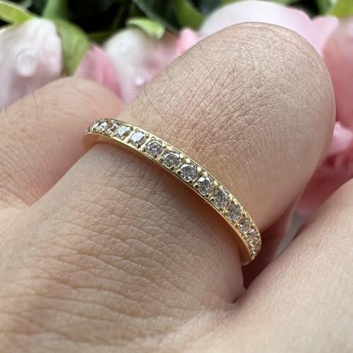 TUTISS 2mm Gold Stackable Titanium Rings for Women Cubic Zirconia Engagement Promise Eternity Wedding Bands Comfort Fit Size 6.5 by TUTISS - Used condition - Image 5