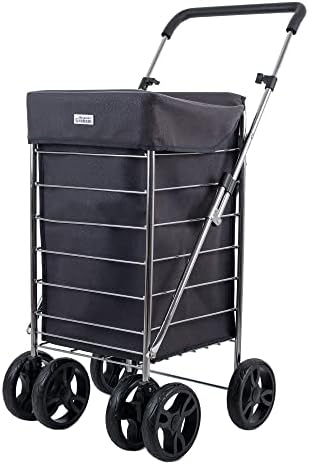 Shopping Trolley on Wheels | Alexander Graham 6 Wheel Model | New Easy Fold Frame | Large Shopping Cart with Front Swivel Wheels Makes it Light and Easy to Use Great for Mobility (Dove Grey)