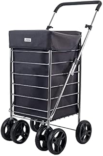 Shopping Trolley on Wheels | Alexander Graham 6 Wheel Model | New Easy Fold Frame | Large Shopping Cart with Front Swivel Wheels Makes it Light and Easy to Use Great for Mobility (Dove Grey)