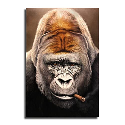 Maisuimaoyi Animals Artwork Gorillas Smoking Canvas Art Poster And Wall Art Picture Print Modern Family Bedroom Decor Posters 16X24Inch(40X60Cm) #TOP17