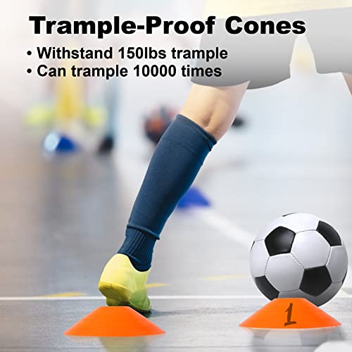 60Pcs Soccer Cones With Strap Carry Bag Agility Disc Cones Soccer Training Cones, Field Marker Sport Training Cones For Challenge Football Basketball Skating Kids Games Outdoor Indoor (Orange) #TOP5