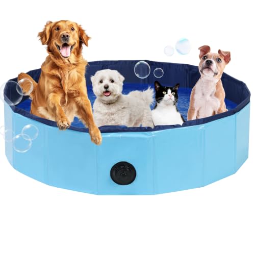 DASBET Faltbarer Hundepool aus PVC, zusammenklappbares Hundeschwimmbecken