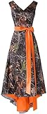 Jingliz Camo High-Low Prom Dresses Short Bridesmaid Dress Satin Homecoming Gowns Style2-Orange US16