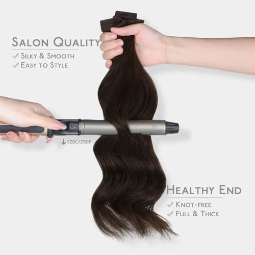 Image of WENNALIFE Invisi Edge Tape in Hair Extensions Human Hair,#2A,20 Inch | 20 Inch 50g 20pcs (Invisi Edge & Classic) Light Dark Brown Invisi Remy Hair Natural Seamless Injected Tape Ins
