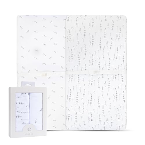Image of Ely’s & Co. Changing Pad Cover, Diaper Changing Table Sheets, 2 Pack, Cradle Sheet Set for Baby Boys/Girls, 100% Jersey Knit Cotton, Forest Grey Collection, 32”x16”x5”