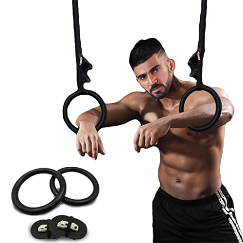 Yasez Gymnastics Rings Adjustable Buckle Workout Fitness Bodybuilding Pull-Ups Non-Slip Exercise Rings Gym Strength Training #TOP4
