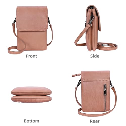 Image of Iswee Leather Crossbody Bags for Women RFID Blocking Cell Phone Purse Small Anti-Theft Zippered with Card slots