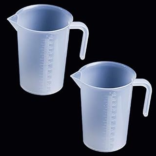 TSKDKIT 2 Pcs 1L Measuring Jug 1000ml Large Beaker Plastic Measuring Cups 1L Graduated Jugs Measuring Jars for Cooking Cold Water Ice Tea Juice Beer Milk