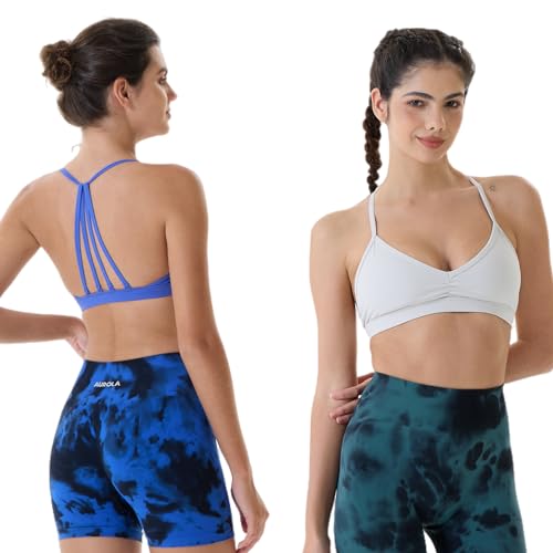 Image of AUROLA Mercury Workout Sports Bras Women Athletic Removable Padded Backless Strapy Minimal Crop Top