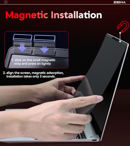 ZOEGAA Laptop Privacy Screen 13.3 Inch 16:9,Magnetic Removable Anti-Glare Blue Light Blocking Laptop Privacy Screen, Compatible with Dell/Lenovo/HP/Huawei/Acer/Asus