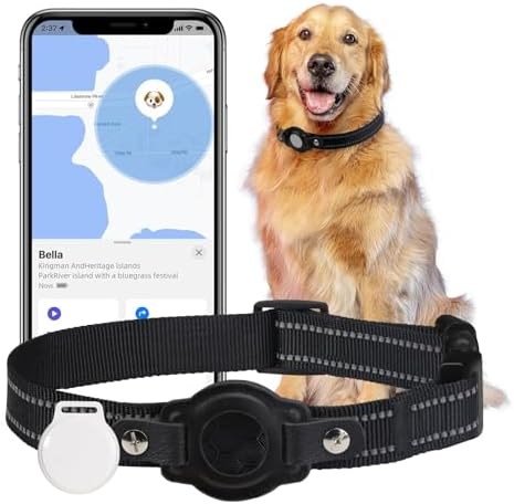 GPS Tracker for Dogs, Waterproof Location Pet Tracking Smart Collar (iOS Only), No Monthly Fee, Reflective Real-Time GPS Tracker Dog Collar for Large Medium Small Dogs