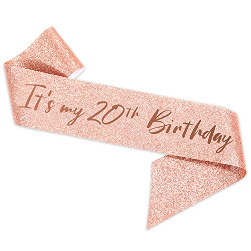 Brt Bearingshui 20Th Birthday Sash And Tiara For Girls, Rose Gold Birthday Sash Crown 20 & Fabulous Sash And Tiara, 20Th Birthday Gifts For Happy 20Th Birthday Party Favor Supplies #TOP1