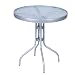 Produktbild Mojawo Balkontisch Bistrotisch Glasplatte und pulverbeschichtetes Metallgestell Rund Ø 60 H70cm Silberfarben Gartentisch Glastisch