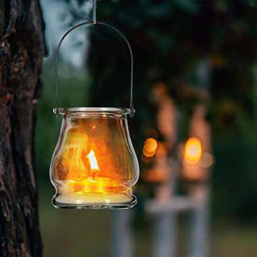 Relaxdays Windlicht, 16er Set, aus Glas, mit Henkel, innen & außen, Teelichthalter, HxD 10 x 8,5 cm, transparent/schwarz