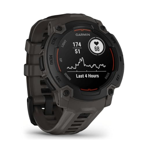 Garmin Instinct E - Montre GPS Robuste et connectée – Noir avec Bracelet Gris Charbon – Boîtier 45 mm