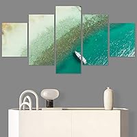 SIGNWIN 5 Panel Canvas Wall Art Aerial Beach Beach Coastal Cool Minimalism Multicolor Photography Relax/Calm for Home Decorations Ready to Hang - 60