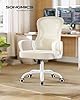 SONGMICS Sedia Ufficio Ergonomica, Sedia Scrivania Girevole in Rete, Supporto Lombare, Funzione Oscillante, Braccioli, Studio Camera da Letto, Beige Cappuccino e Bianco Nuvola OBN043LH02