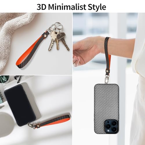 Leather Carbon Fiber Phone Wrist Strap Anti Theft Strap — view 2