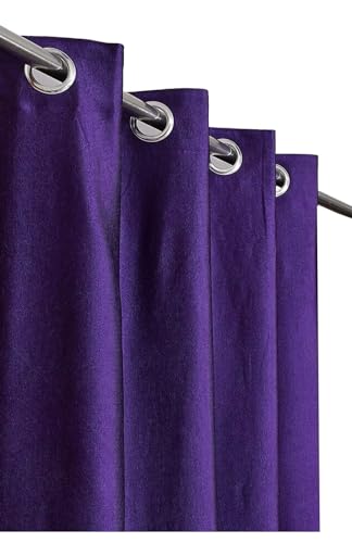 Image of Woah Modern Solid Long Crush Curtain Door CCurtain Polyester Weaved Parda Modern Parde for Living Room Bedroom Home Office Screens Eyelet Ring Purple 7Feet(Pack of 1)
