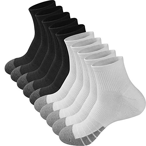 GKX Men's Cotton Moisture Wicking Cushioned Sole Preformance Training Running Athletic Workout Low Cut Socks