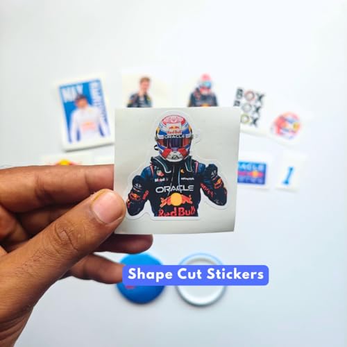 Image of TenorArts Max Verstappen F1 Gift Box Merchandise for Fans - 5x7 Inches Laminated Photo Frame,1 Keychain, 1 Badge, 4 4x6 inches Posters, 10 Multi sized F1 Stickers - 5 items in 1 Box | Perfect for Gifting F1 Fans