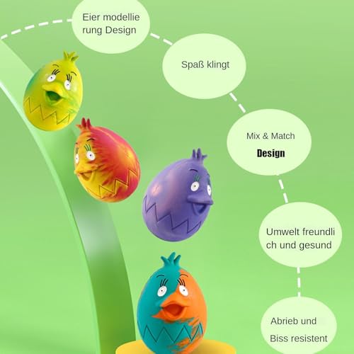 Generisch Welpen-Ei-Spielzeug, Osterei-Hundespielzeug - Squeak Pet Kau-Ei-Gummi,Quietschendes Haustier-Kauei in Hühnerform, bunt, für kleine Hunde oder große Hunde