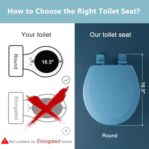 Image of Angol Shiold Slow Close Wood Toilet Seat（Blue, Round 16.5''）