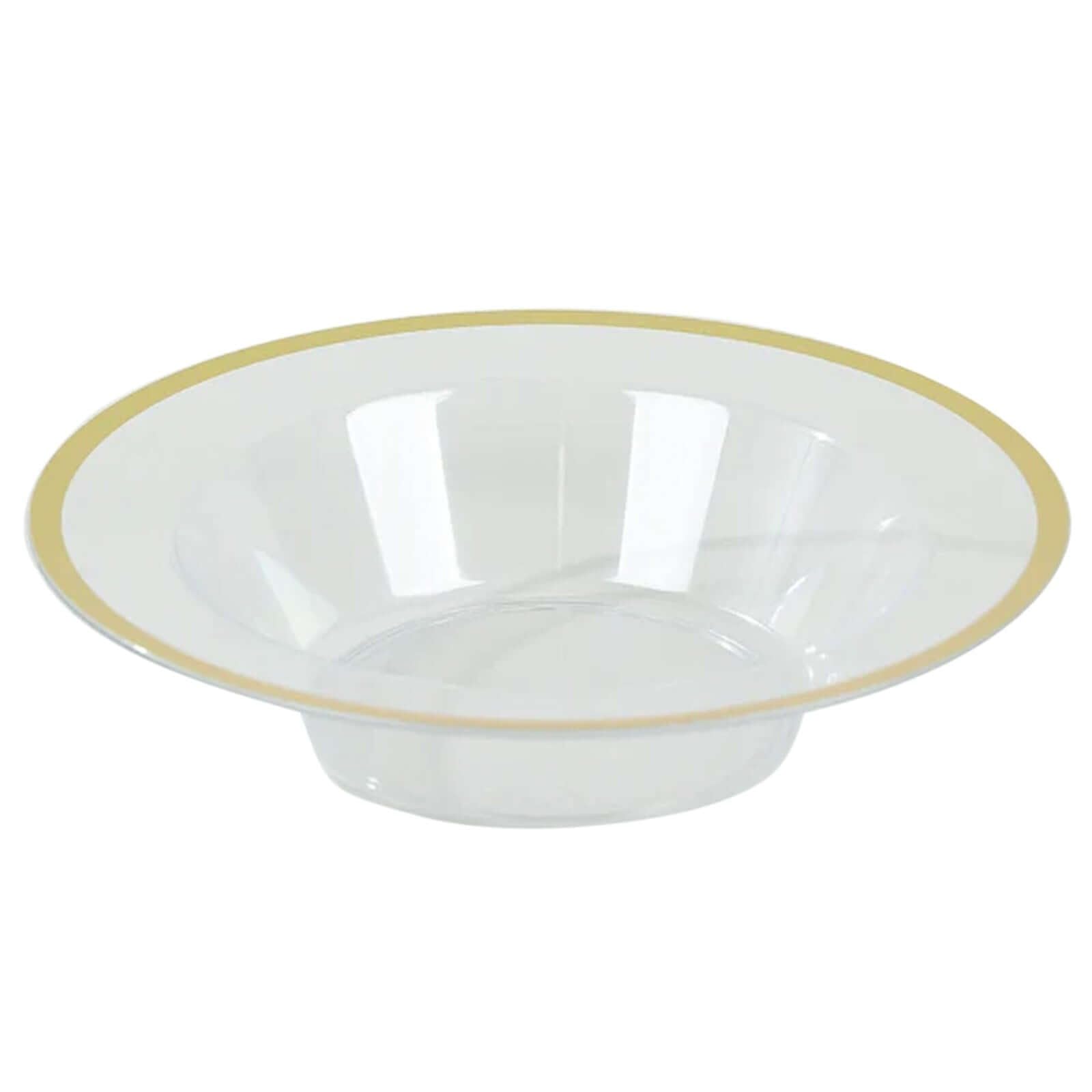 20 pcs 12 oz Clear Plastic Salad Soup Bowls with Gold Rim Wedding Reception Events Favors Gifts Party