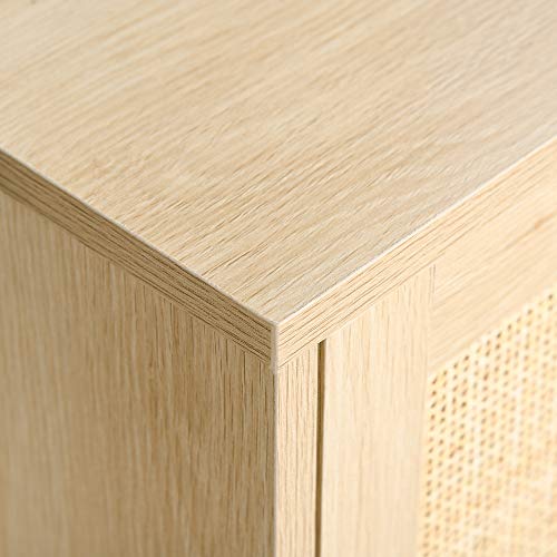 Meuble TV Rotin 115 cm 2 Placards 2 Niches HOMCOM